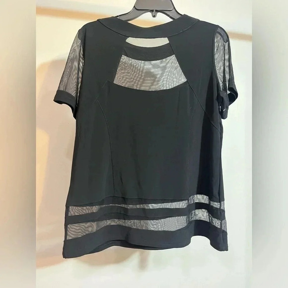 Artex Fashions Black and Sheer Scoop Neck Blouse Size Large - Picture 3 of 3